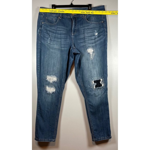 Melissa McCartney Seven Mid Rise Patchwork Skinny Ankle Jeans, Plus Size 16W - Picture 3 of 11